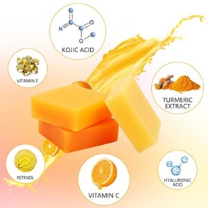 Inlifay Kojic Acid Soap, Dark Spot Remover with Vitamin C, Vitamin E, Retinol, Collagen, Turmeric, Hyaluronic Acid, Moisturizing for Body & Face 50g-3 pack