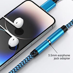 iPhone Headphone Adapter, 2Pack Apple Dongle Lightning to 3.5mm Jack Converter Braided Audio Aux Cord Earbuds Splitter Adaptor Compatible with iPhone 14 13 12 11 Pro Max X XR XS SE 8 7 Plus iPad iPod