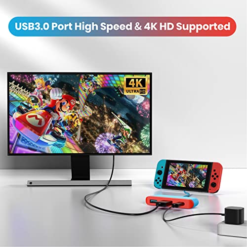 NEWDERY Switch Dock for Nintendo, Switch Docking Station for TV, Type C to 4K HDMI Hub Nintendo Switch TV Adapter, Portable Travel PD Charging Dock for Nintendo Switch OLED/Steam Deck/Samsung DeX