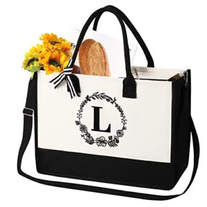 qoosefun personalized bags for women,tote bag for women,initial tote bag for women, personalized gifts for women,beach bag, monogrammed gifts for women, tote bag with zipper l