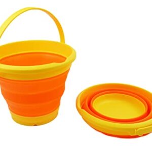 SAMMART 5.5L (1.4 Gallon) Collapsible Plastic Bucket - Foldable Round Tub - Portable Fishing Water Pail - Space Saving Outdoor Waterpot (Yellow/Carrot (Set of 2))