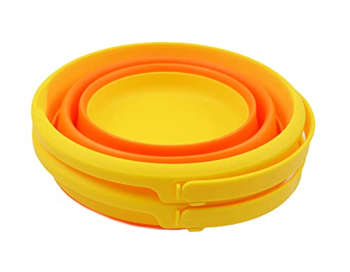 SAMMART 5.5L (1.4 Gallon) Collapsible Plastic Bucket - Foldable Round Tub - Portable Fishing Water Pail - Space Saving Outdoor Waterpot (Yellow/Carrot (Set of 2))