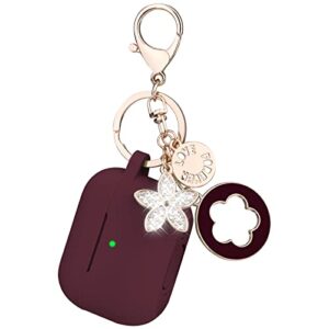 oleband airpods 3rd generation case with cute bling keychain,silione protective and anti-slip cover for apple air pod 3 case,led visible,for women and girls,burgundy