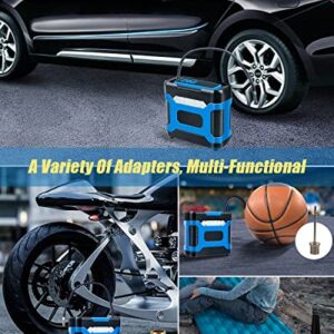 Tire Inflator Portable Air Compressor, Air Pump for Car Tires 12V DC Car Tire Pump with Digital Pressure Gauge, 150PSI Car Air Pump with Emergency LED Light for Cars, Bikes, Balls, and Others - Blue