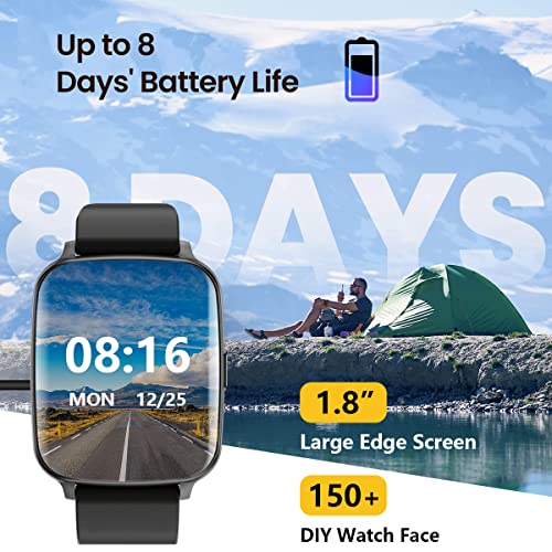 Smart Watches for Women Men, Fitness Tracker with 24/7 Blood Pressure Heart Rate Monitor, 20 Sport Modes Sleep Tracker Step Counter for Walking Activity Tracker and Smart Watch for Android iPhone iOS