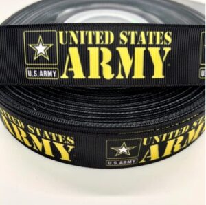 1 inch grosgrain ribbon u.s. army printed are for hair bows crafts gifts and more. zero shipping. first class. (3 yards)