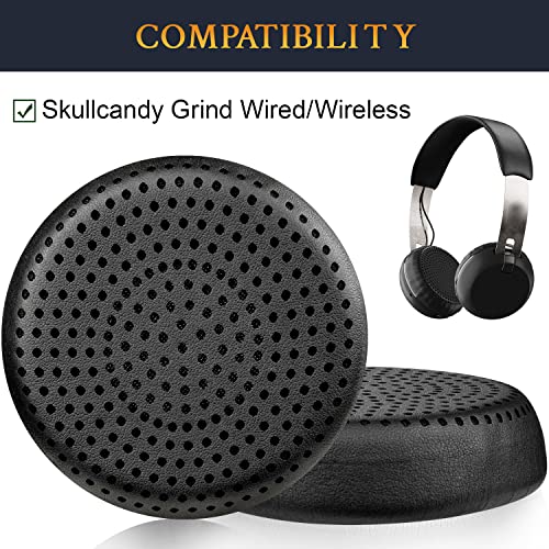 SOULWIT Earpads Replacement for Skullcandy Grind Wired/Wireless Bluetooth On-Ear Headphones, Ear Pads Cushions with Softer Leather, Noise Isolation Foam