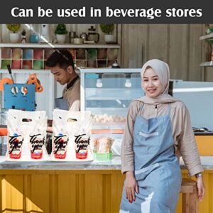 Handle Drinking Poly Bags Thank You Clear Plastic Packaging Bags, Drink Carrier with Handle Cup Carriers for Drinks Take out Beverage Coffee Juice Mike Tea, Hold 2 Cups (1000)