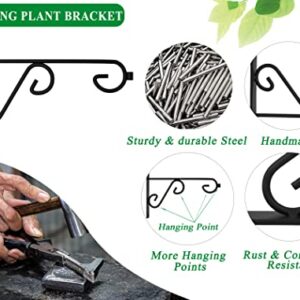 KEHOUXRE Plant Hanger Hook,2 Pcs Plant Bracket,6in Metal Wall Plant Hook for Outdoor or Indoor Planters,Bird Feeders,Decorative Plant Wall Hanger
