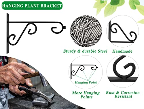 KEHOUXRE Plant Hanger Hook,2 Pcs Plant Bracket,6in Metal Wall Plant Hook for Outdoor or Indoor Planters,Bird Feeders,Decorative Plant Wall Hanger