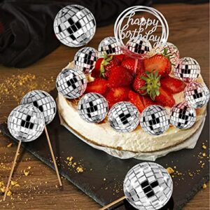 21 PCS Disco Ball Cake Decoration 1970s Disco Cake Decoration Disco Theme Cake Decoration for Birthday Christmas Disco Theme 70s Party Dance Party Supplies