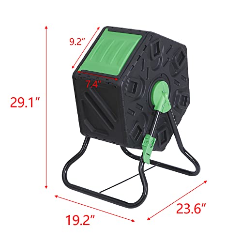 F2C 18.5 Gallon Compost Tumbler All-Season Outdoor BPA Free Large Composter Bin w/ 2 Sliding Doors and Solid Steel Frame (18.5 Gallon)