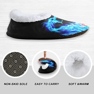 Fire Dragon Blue Red Kids Boys Girls Slippers Soft Memory Foam Indoor Toddler House Slipper Non Slip Spa Travel Household Shoes for Winter Home Bedroom