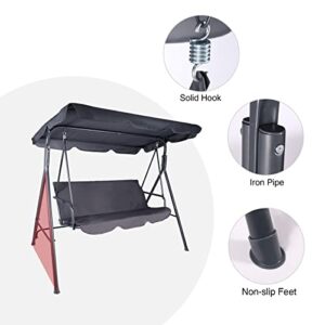 RedSwing 3 Seat Canopy Swing Outdoor, Patio Swing Chair for Porch with Removable Cushions and Adjustable Canopy, Outdoor Porch Garden Swing Glider, Grey