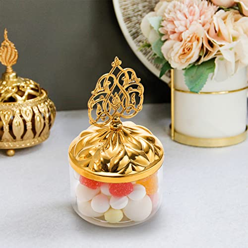 Mezchi 24 Pack Clear Favor Boxes with Gold Dome Lids, Plastic Dome Shaped Wedding Party Favor Candy Box, Decorative Candy Storage Containers for Chocolate, Cakes, Desserts, Snacks, Macaroons…