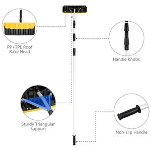 Happytools Telescoping Snow Roof Rake, 21’ Lightweight Aluminum Snow Removal Tool with Extendable Pole and Poly Blade for Metal Roof, Asphalt Roof, Car and Solar Panel