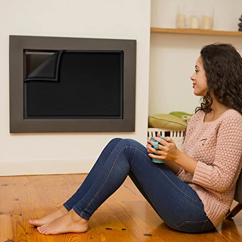 Magnetic Fireplace Cover, Fireplace Blocker Blanket Stops Overnight Heat Loss, Adjustable Fireplace Draft Stopper Save Energy, Fireplace Insulation Black 39" W x 32" H