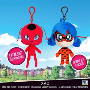 P.M.I. Miraculous Ladybug Plush Clip-on Toys | Two of Four 5-Inch-Tall Collectibles | Miraculous Ladybug Toys and Playable Mini Toys | Tikki and Ladybug| Miraculous Ladybug Kids’ Toys