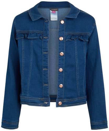 Vince Camuto Girls' Jean Jacket - Basic Casual Soft Stretch Denim Jacket (Size: 7-12), Size 8, Dark Wash Soild