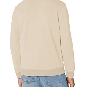 BOSS Men's Patch Logo French Terry Pullover Cotton Sweatshirt, Cloud Cream, M