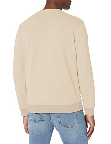 BOSS Men's Patch Logo French Terry Pullover Cotton Sweatshirt, Cloud Cream, M