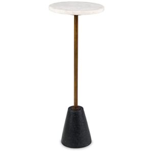 signature design by ashley caramont 27"h marble accent table, black & white