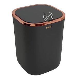 rixet automatic trash can - touch-free use 12l/3.2 ga motion sensor touchless trash can with lid, black color