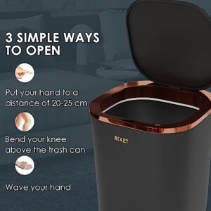 RIXET Automatic Trash can - Touch-Free use 12l/3.2 ga Motion Sensor touchless Trash can with lid, Black Color