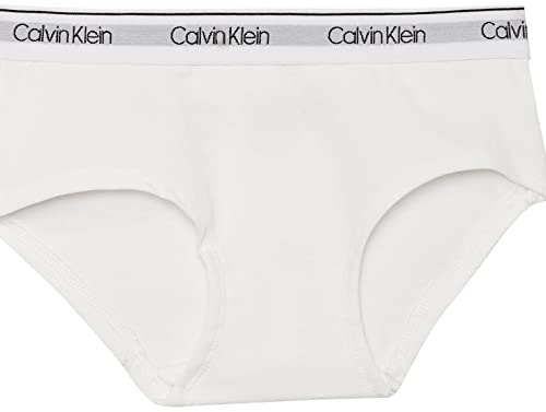 Calvin Klein Girls' Modern Cotton Hipster Underwear, White/Black/Heather Grey, M