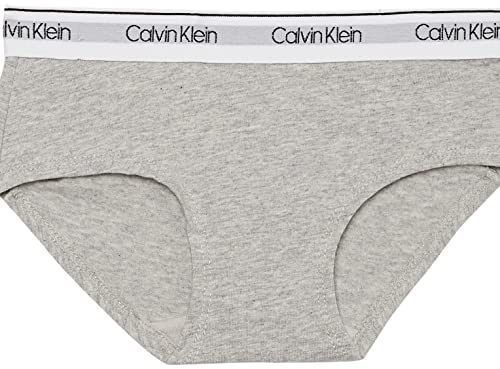 Calvin Klein Girls' Modern Cotton Hipster Underwear, White/Black/Heather Grey, M