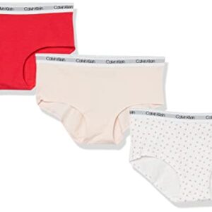 Calvin Klein Girls' Modern Cotton Hipster Underwear, Dystral Pink/CK Toss/Red, M