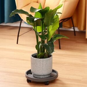 3 Pack Plant Caddy with Wheels 13 Inch Rolling Plant Stand Heavy Duty Plant Dolly with Casters Planter Pot Mover Round Plant Roller Base for Indoor Patio Outdoor Large Trash Can Dolly, Grey