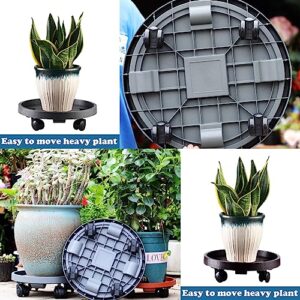 3 Pack Plant Caddy with Wheels 13 Inch Rolling Plant Stand Heavy Duty Plant Dolly with Casters Planter Pot Mover Round Plant Roller Base for Indoor Patio Outdoor Large Trash Can Dolly, Grey