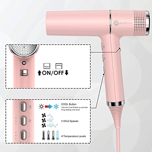 slopehill Hair Dryer with Unique Brushless Motor | Intelligent Fault Diagnosis | Innovative Microfilter | Oxy Active Technology | Led Display (Pink)