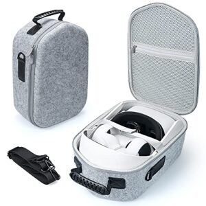 vimetapro carrying case for quest 2, hard bag for quest 2 accessories vr headset with elite strap and touch controllers other vr accessories, protable design for travel and home storage