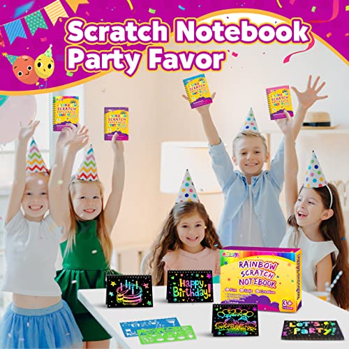 pigipigi Scratch Art-Craft Notebook: 16 Pack Rainbow Scratch Party Favor Kid Paper Craft Project Art Supply for Girls Boys Age 3 4 5 6 7 8 9 10 11 Year Old Toy Christmas Birthday Gift Activity