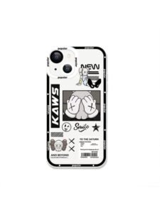 cool clear case compatible with iphone 13 mini for mens and womens,clear case with cartoon street fashion pattern design slim soft silicone protection phone cover (white,13 mini)