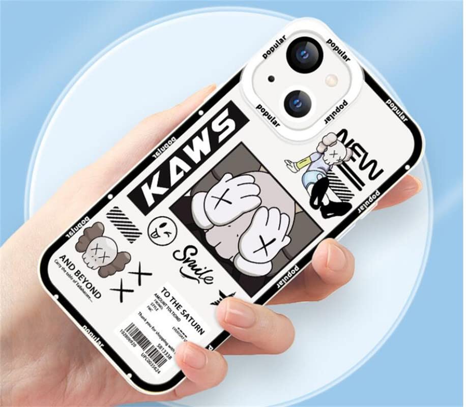 Cool Clear Case Compatible with iPhone 13 Mini for Mens and Womens,Clear Case with Cartoon Street Fashion Pattern Design Slim Soft Silicone Protection Phone Cover (White,13 Mini)
