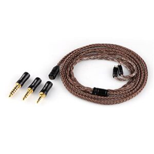linsoul tripowin amber 32awg ofc oxygen free cable hifi iem cable with interchangeable 2.5mm/3.5mm/4.4mm plug, pvc sleeve replacement cable for audiophile (2pin, amber)