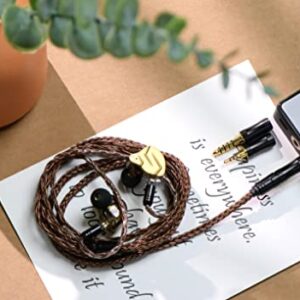 Linsoul Tripowin Amber 32AWG OFC Oxygen Free Cable HiFi IEM Cable with Interchangeable 2.5mm/3.5mm/4.4mm Plug, PVC Sleeve Replacement Cable for Audiophile (2pin, Amber)