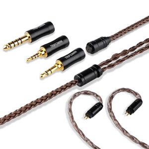 Linsoul Tripowin Amber 32AWG OFC Oxygen Free Cable HiFi IEM Cable with Interchangeable 2.5mm/3.5mm/4.4mm Plug, PVC Sleeve Replacement Cable for Audiophile (2pin, Amber)