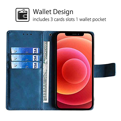 MojieRy Phone Cover Wallet Folio Case for Oppo REALME 7 PRO, Premium PU Leather Slim Fit Cover for REALME 7 PRO, 3 Card Slots, Good Design, Blue