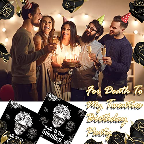 100 Pack Death to My Twenties Napkins, 5 x 5 Inch RIP Twenties Birthday Decorations Cocktail Napkins, 3 Ply 30th Birthday Paper Napkins Death to My 20s for Men Women 30th Birthday Party Supplies