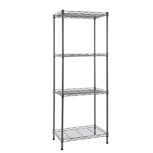 YOHKOH 4-Tier Wire Shelving Metal Storage Rack Adjustable Shelves for Laundry Bathroom Kitchen Pantry Closet (Grey, 16.8L x 11.9W x 49H)