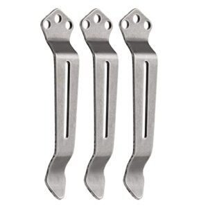 keyunity ka23 deep carry pocket clip, 3 hole pocket clip replacement for knife & multitool, stainless steel, pack of 3