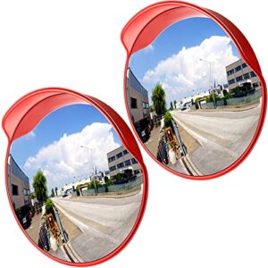 2 pieces safety convex mirror traffic mirror corner mirror outdoor security mirror blind spot mirror for driveway road parking lot garage warehouse, tear off the protective film before use (24 inch)
