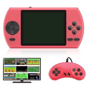 retro handheld game console, melusen video game console with 500 classical fc games 3.5-inch color screen 800mah rechargeable battery gameboy support for connecting tv and two players (500 games-red)