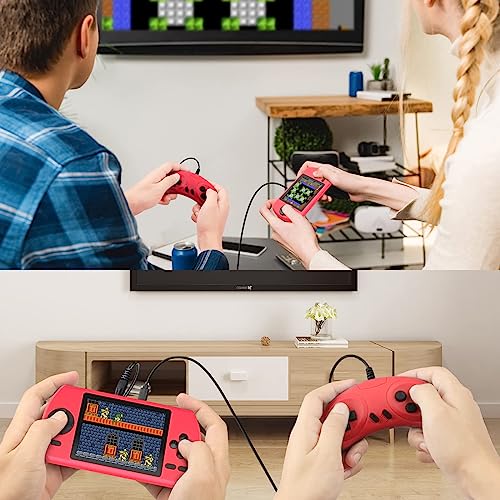 Retro Handheld Game Console, Melusen Video Game Console with 500 Classical FC Games 3.5-Inch Color Screen 800mAh Rechargeable Battery Gameboy Support for Connecting TV and Two Players (500 Games-Red)