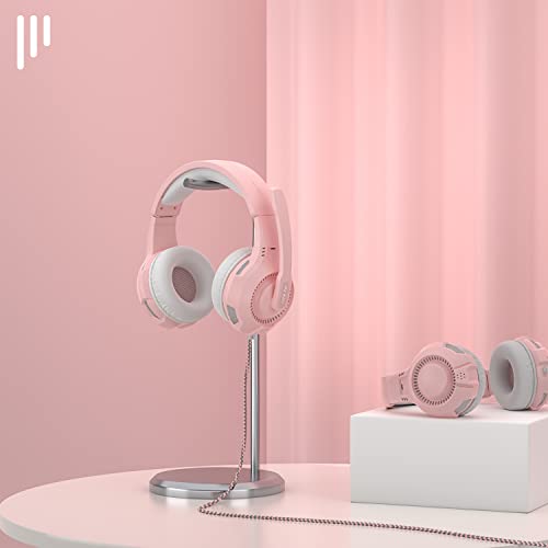 Anivia Headphones with Microphone Surround Sound Active Noise Canceling Pink Wired Gaming Headphones - 3.5mm Audio Jack Stereo Headset for PC, PS4, PS5, Switch, Xbox One, Pink (Game/Work/School)