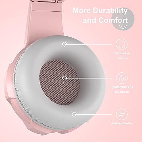 Anivia Headphones with Microphone Surround Sound Active Noise Canceling Pink Wired Gaming Headphones - 3.5mm Audio Jack Stereo Headset for PC, PS4, PS5, Switch, Xbox One, Pink (Game/Work/School)